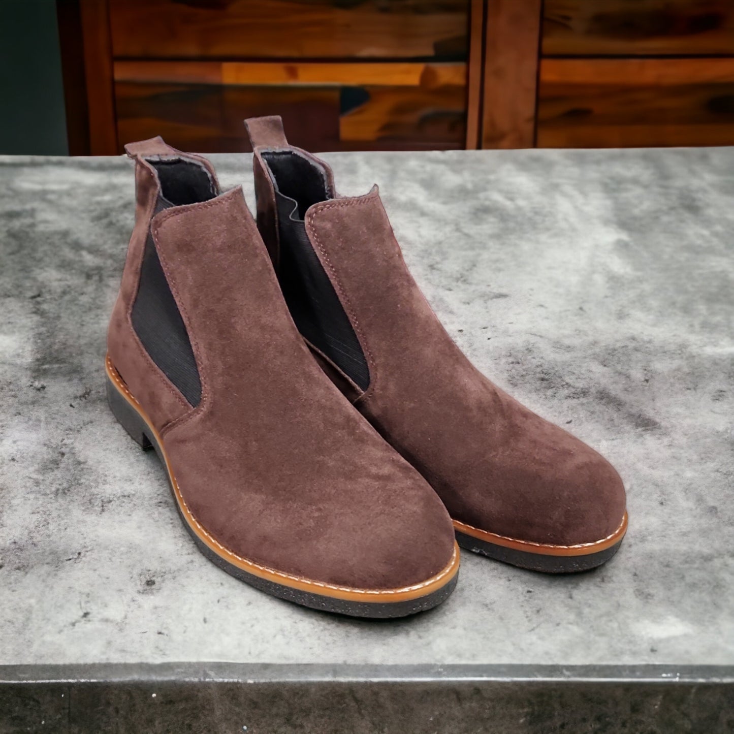Ghete CHELSEA PIELE INTOARSA BORDO