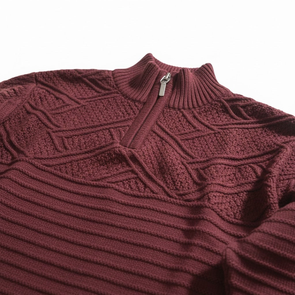 Pulover Bordo cu fermoar