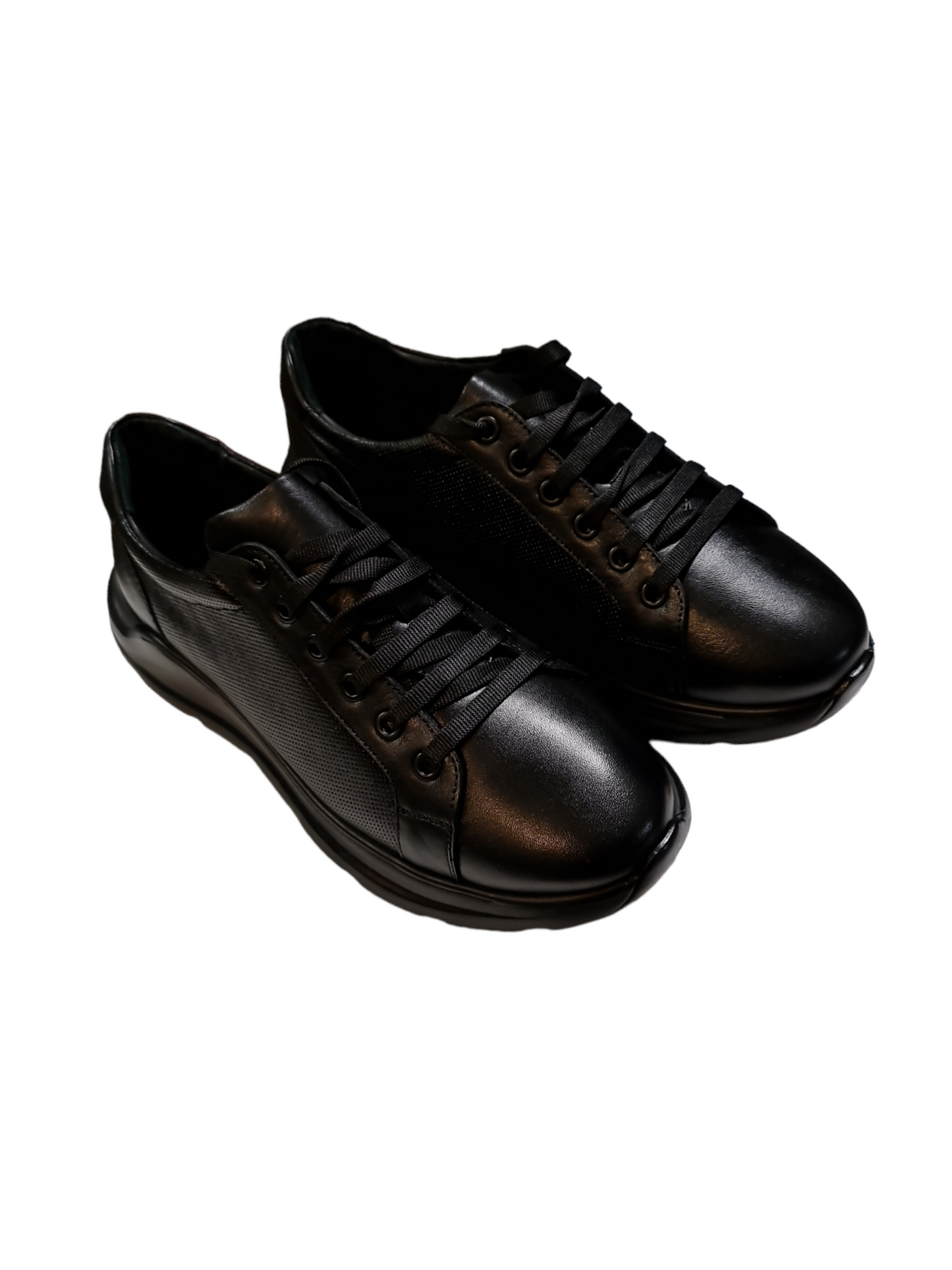 Sneaker negri din piele naturala
