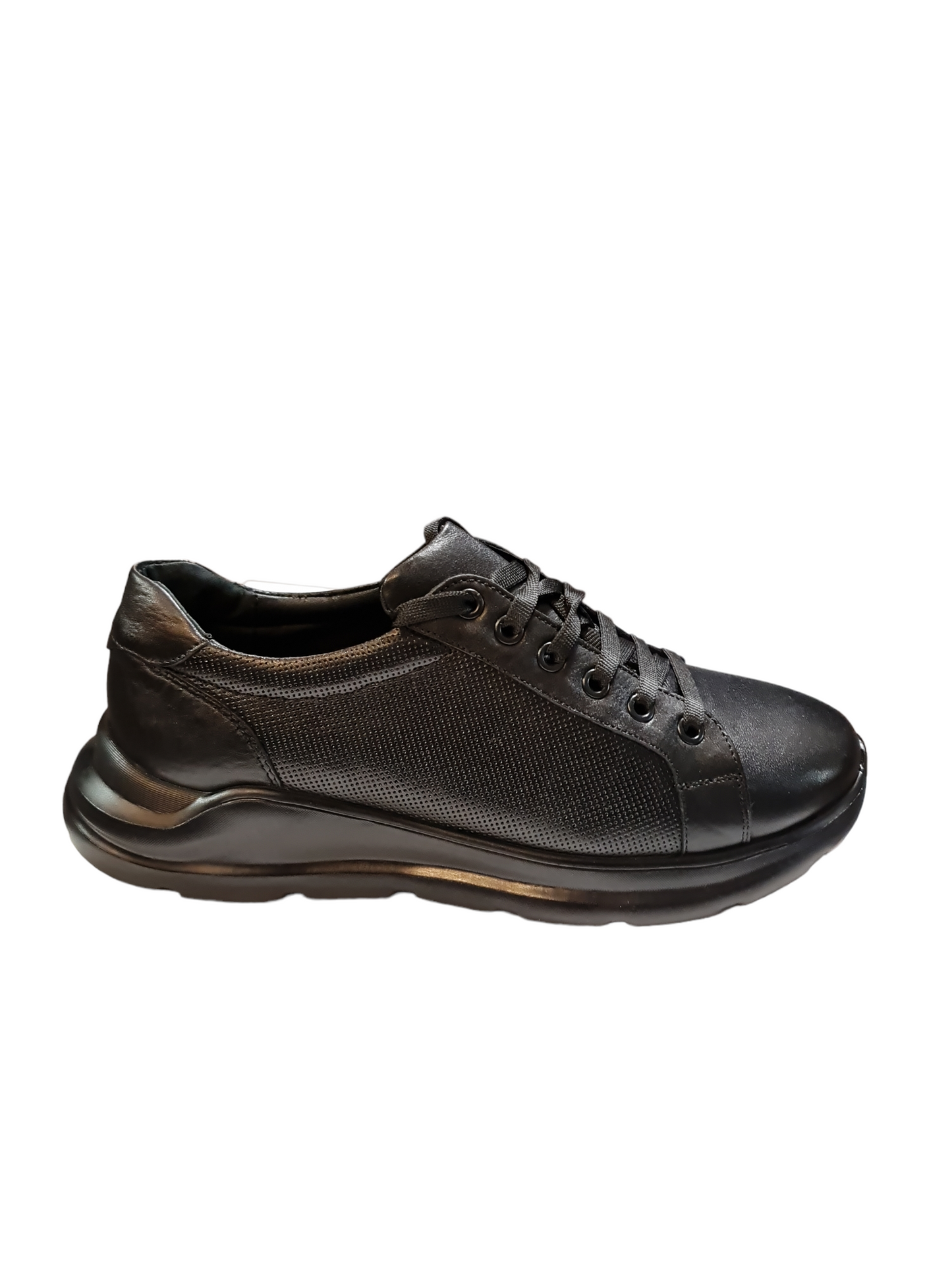 Sneaker negri din piele naturala