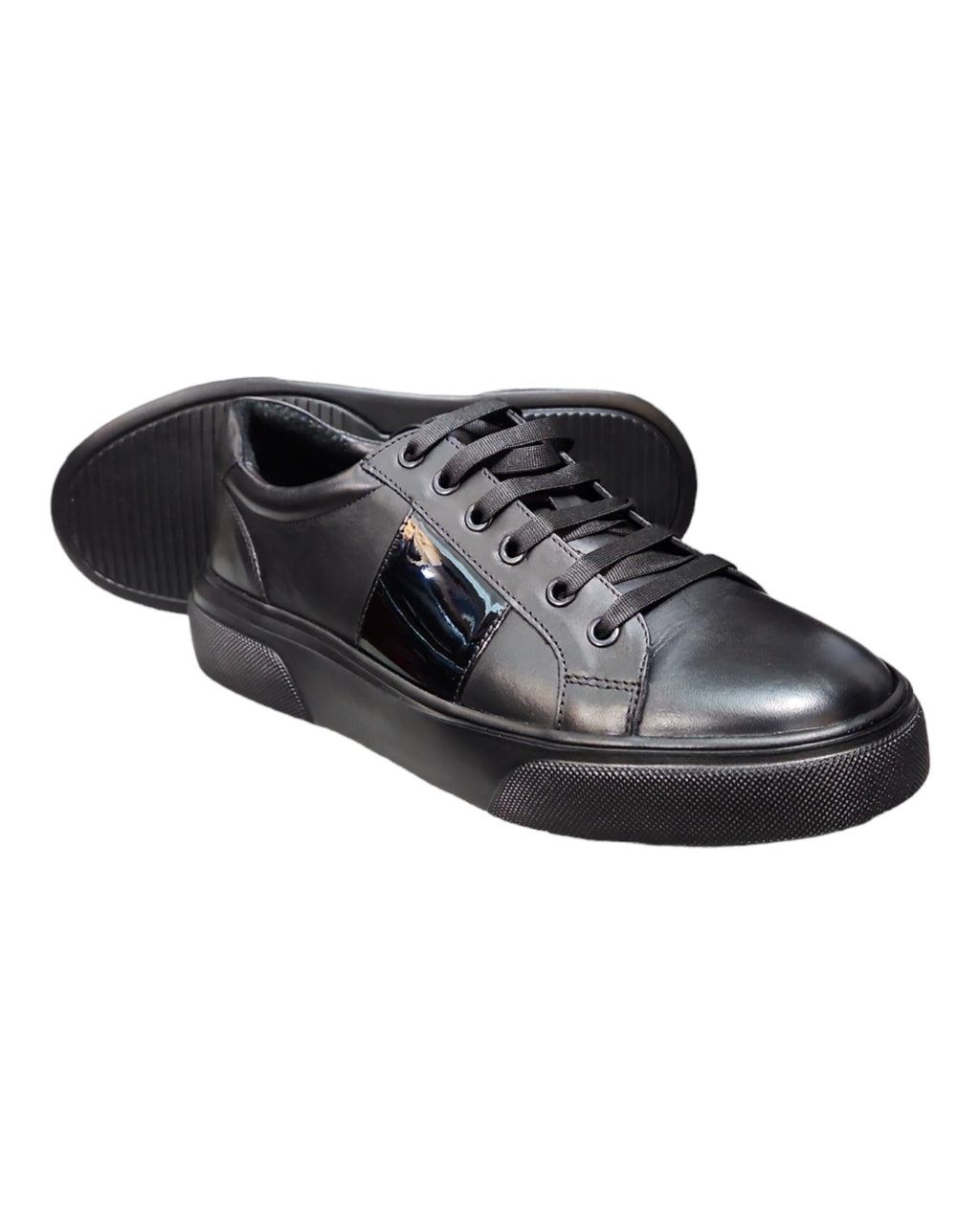 Sneaker negri din piele naturala