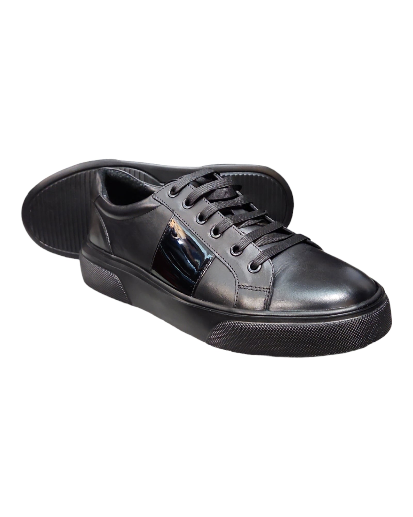 Sneaker negri din piele naturala