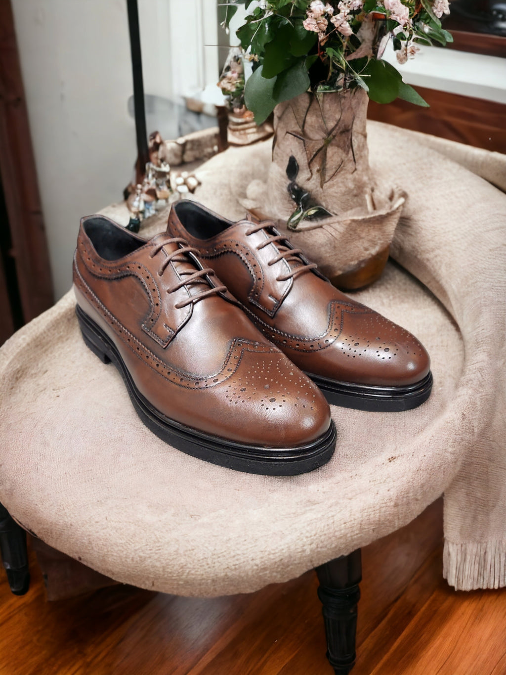 Pantofi Eleganti barbati maro inchis din piele naturala