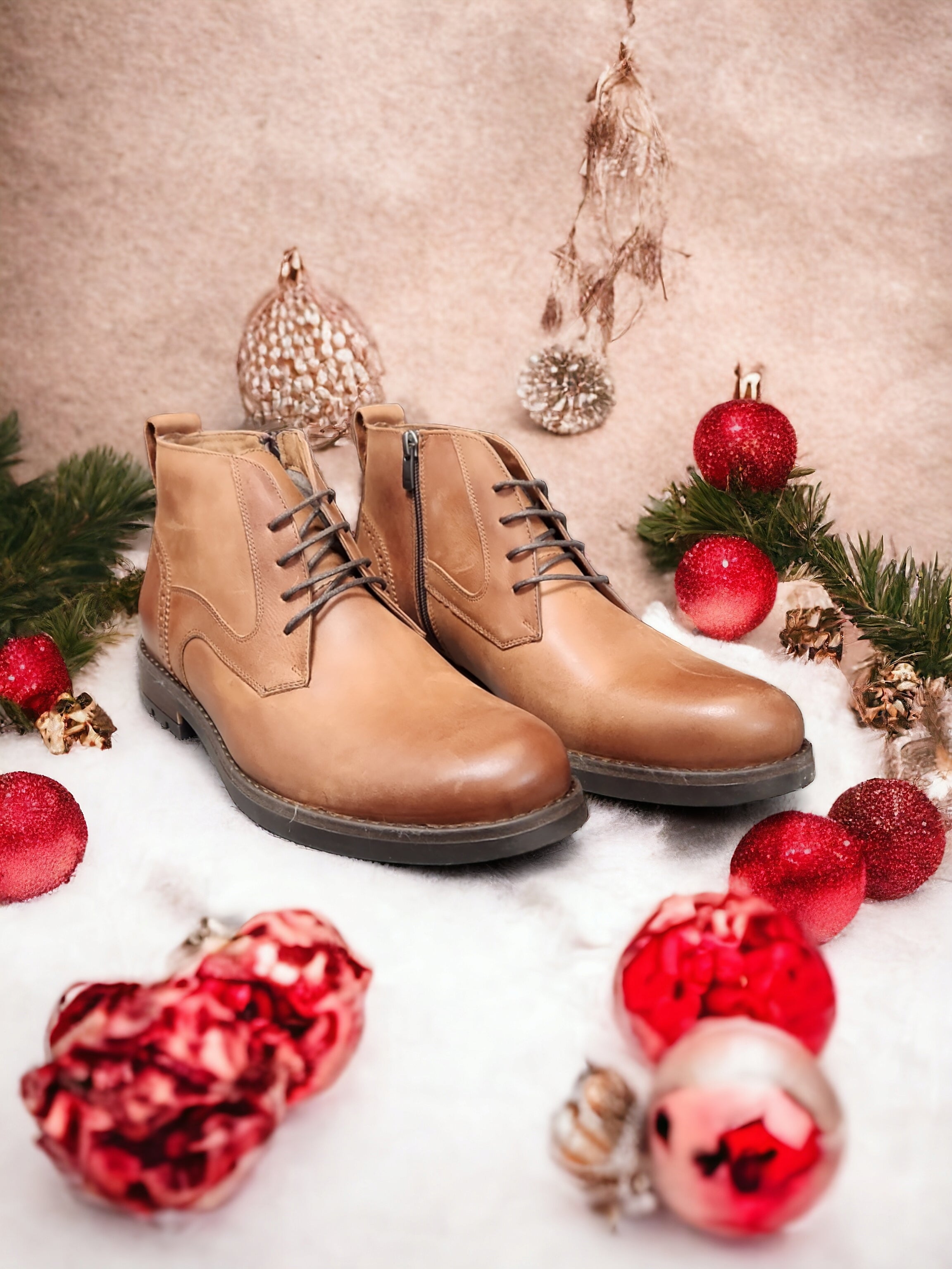 Ghete barbati maro din piele naturala