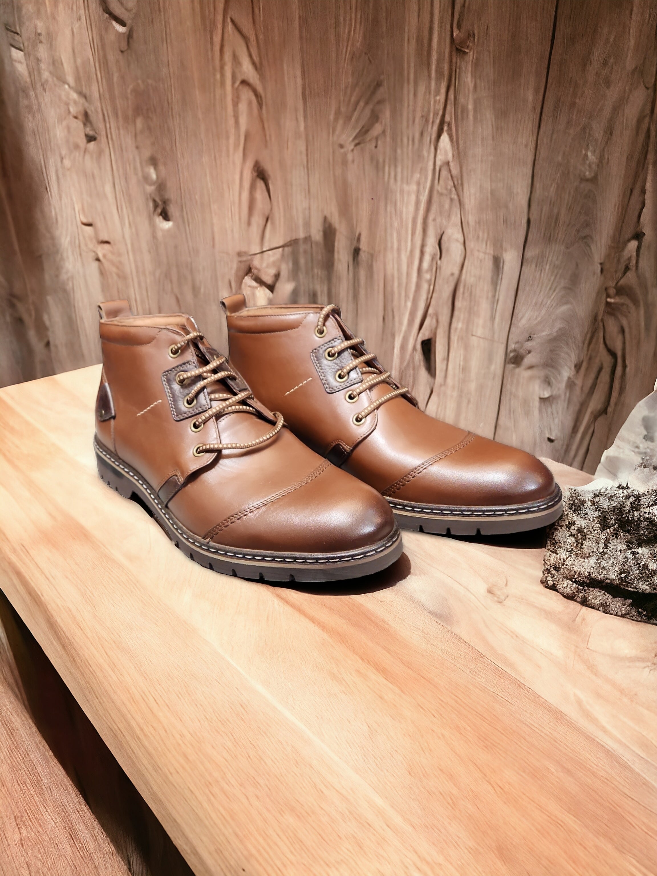 Ghete barbati maro din piele naturala