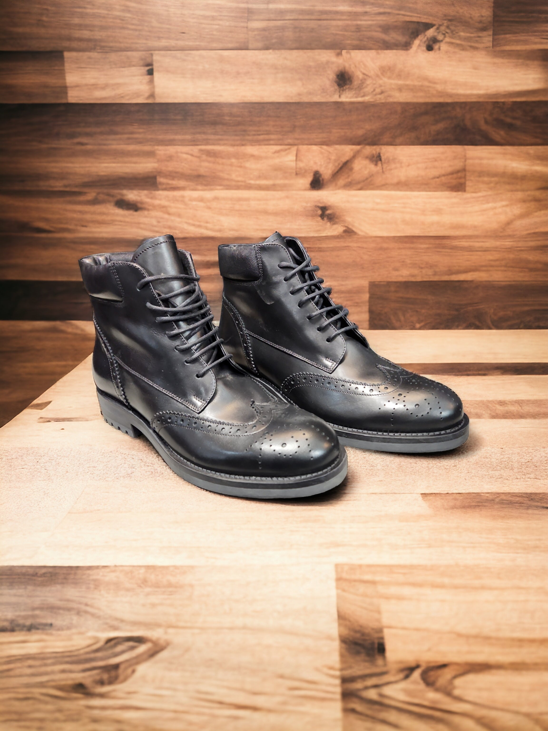 Ghete barbati negru din piele naturala