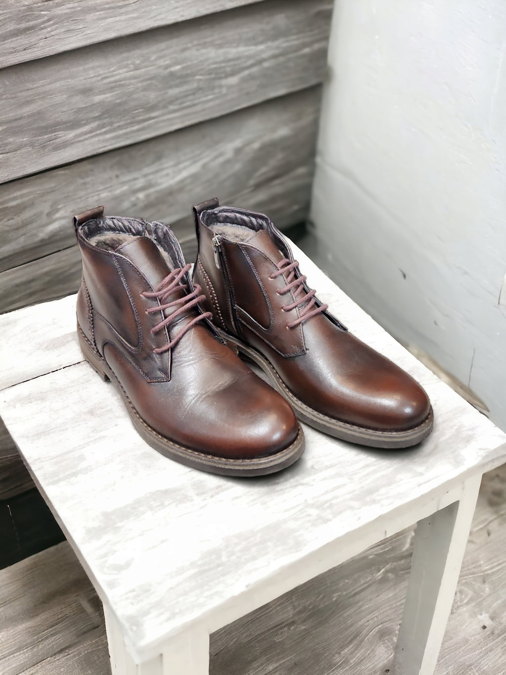 Ghete barbati maro inchis din piele naturala