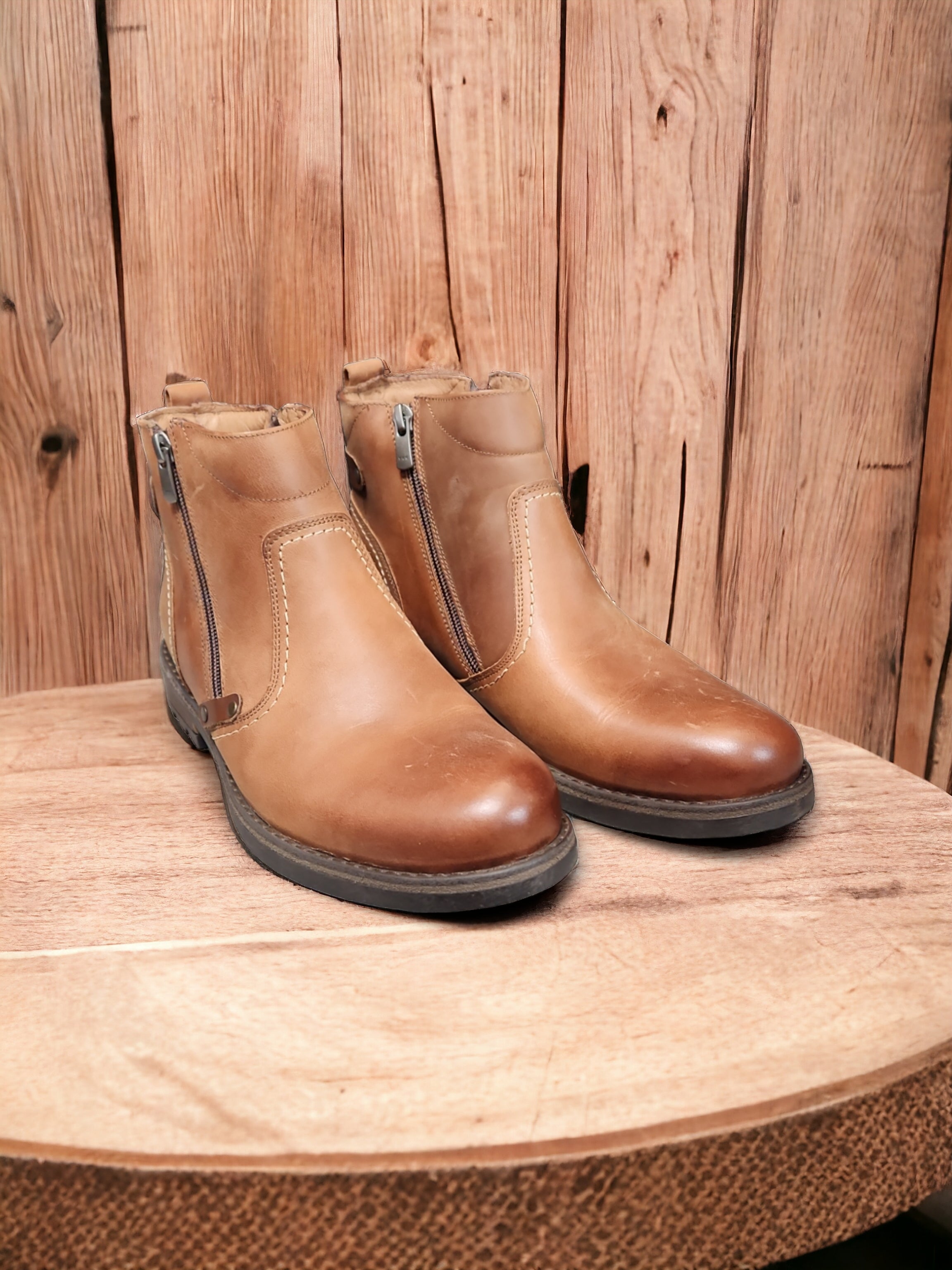 Ghete barbati maro din piele naturala