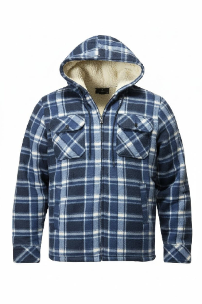 Jacheta-camasa in carouri cu captuseala din blana  sintetica