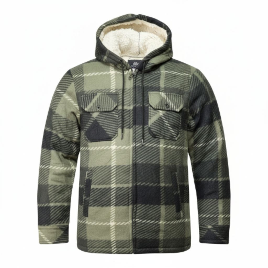 Jacheta-camasa in carouri cu captuseala din blana  sintetica