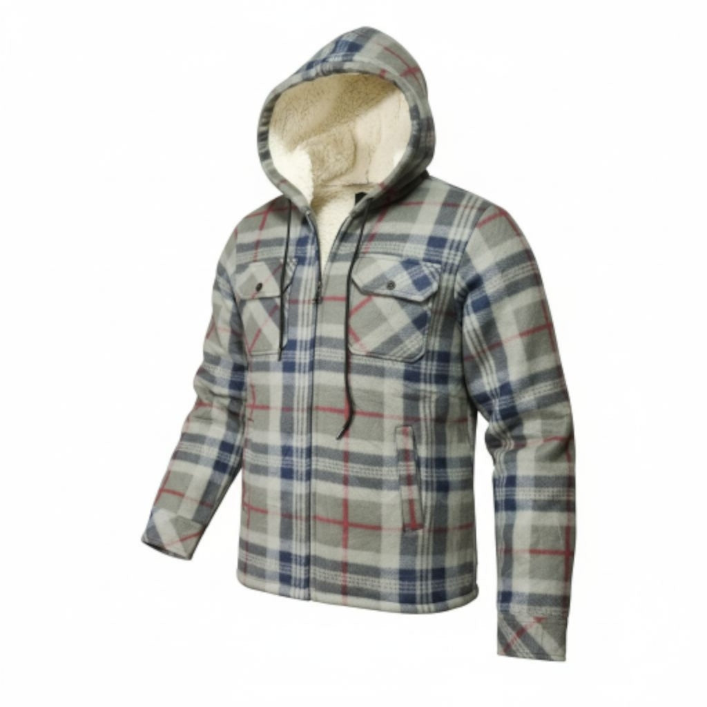 Jacheta-camasa in carouri cu captuseala din blana  sintetica