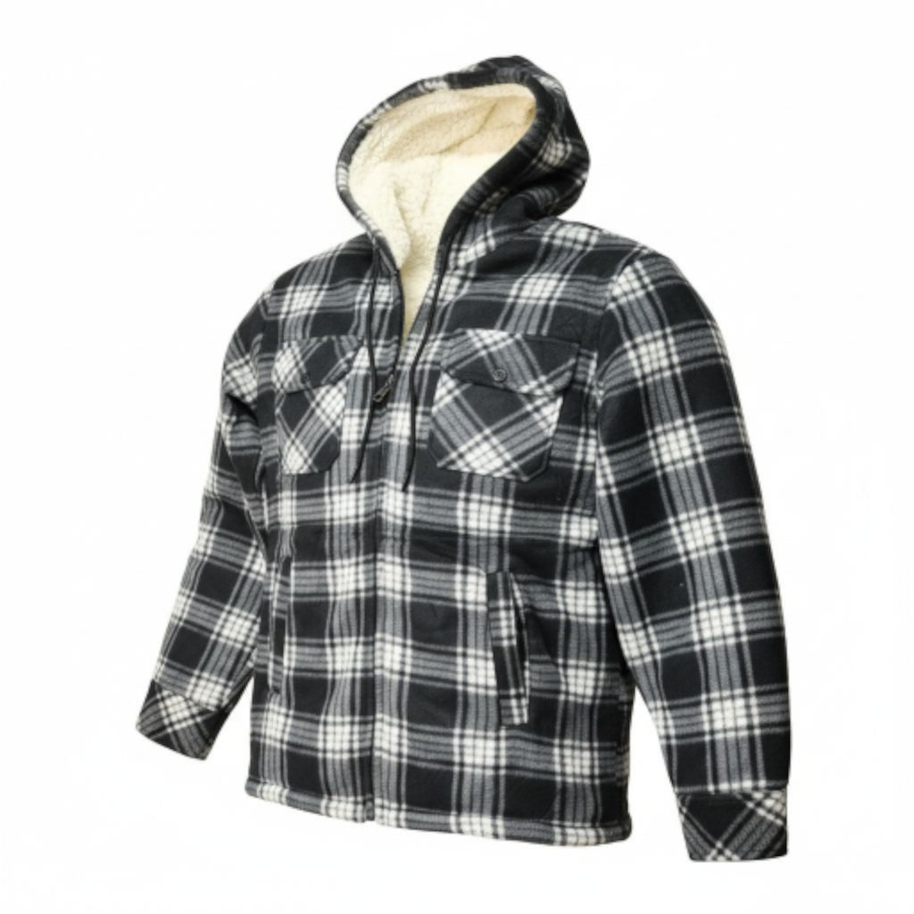 Jacheta-camasa in carouri cu captuseala din blana  sintetica