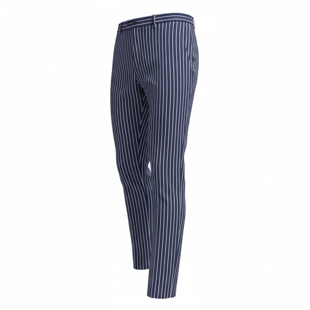 Costum Barbati Albastru regal cu dunga alba