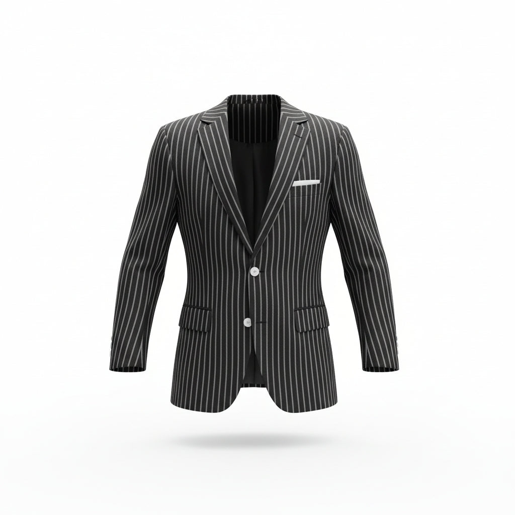 COSTUM BARBATI negru cu dunga alba lata