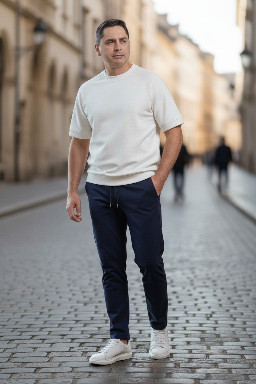 Tricou barbati alb-ivoir oversized