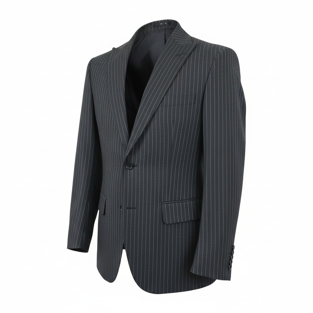 COSTUM BARBATI Negru cu dungi albe inguste