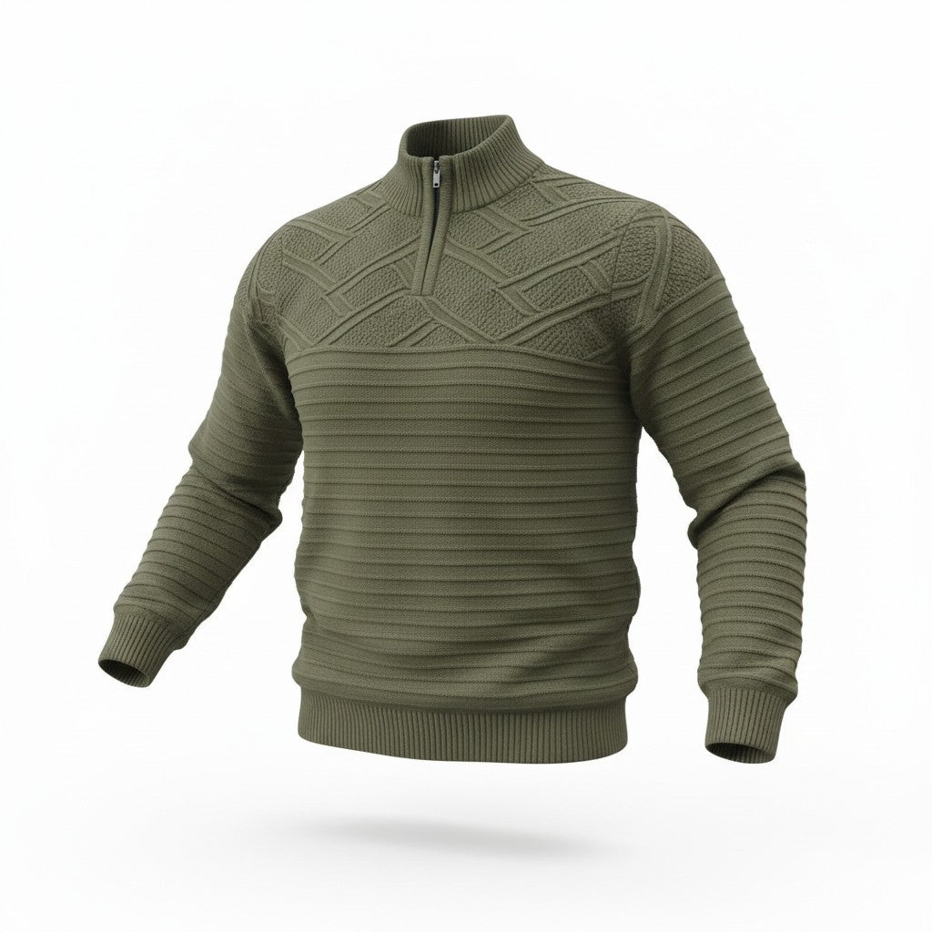 Pulover Verde cu fermoar