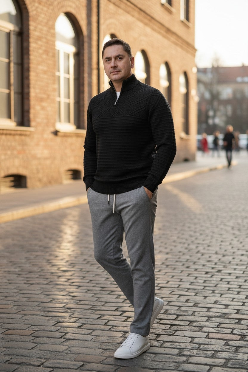 Pulover Negru cu fermoar