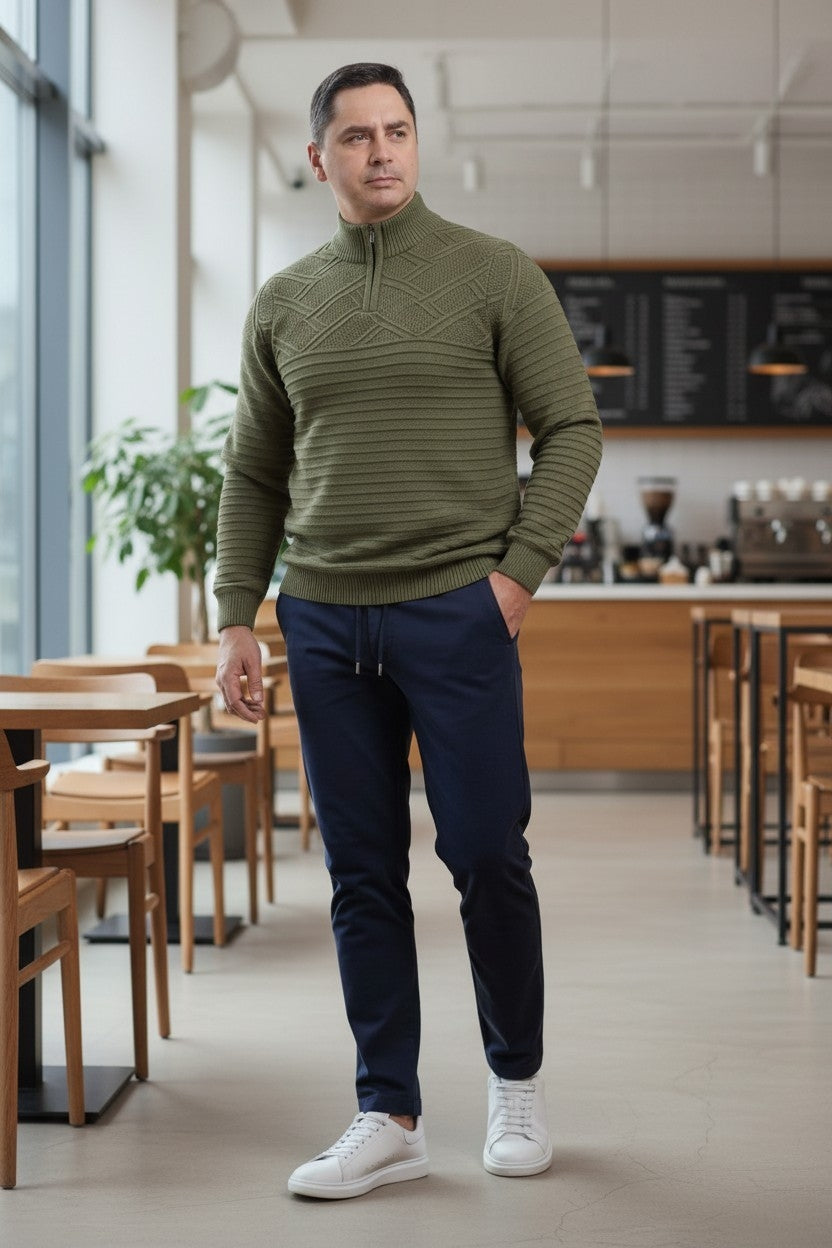 Pulover Verde cu fermoar