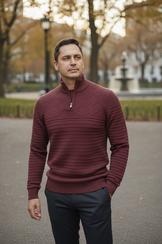 Pulover Bordo cu fermoar