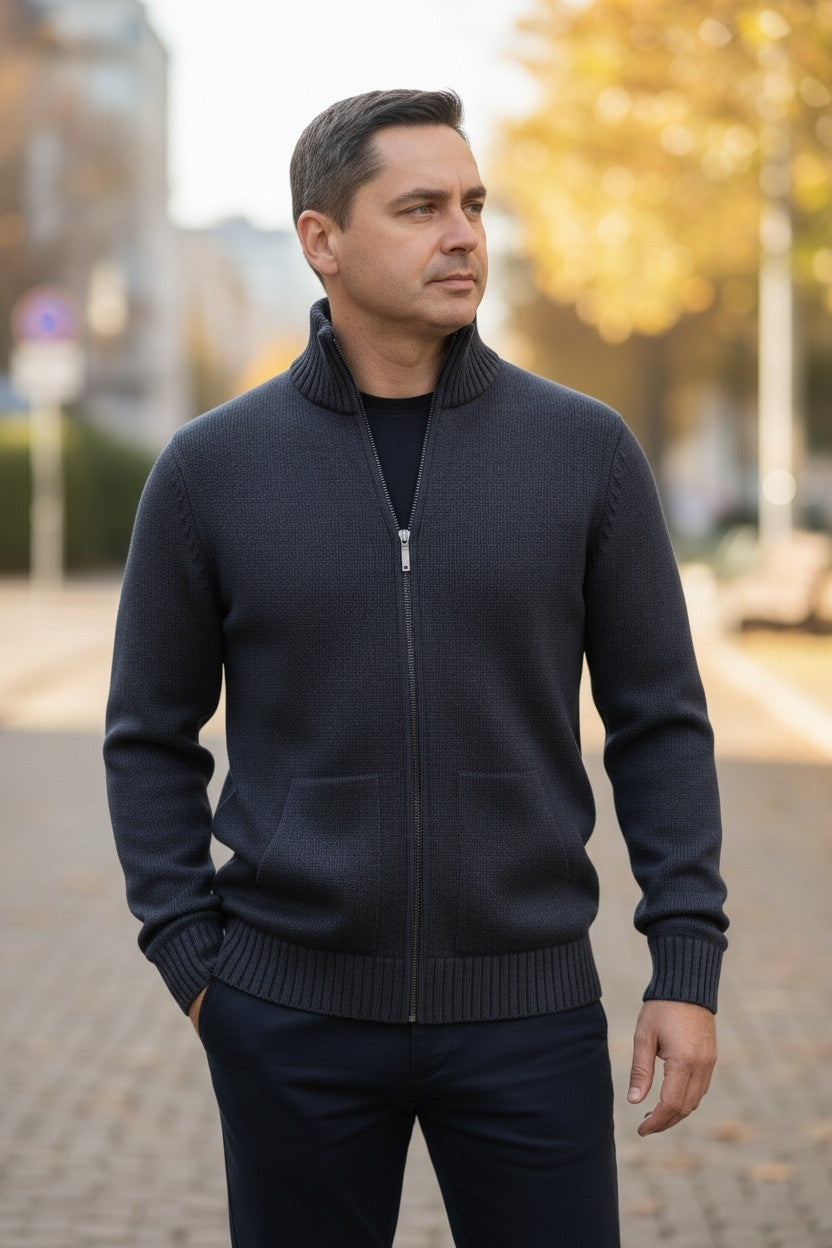 Jacheta groasa din lana cu fermoar