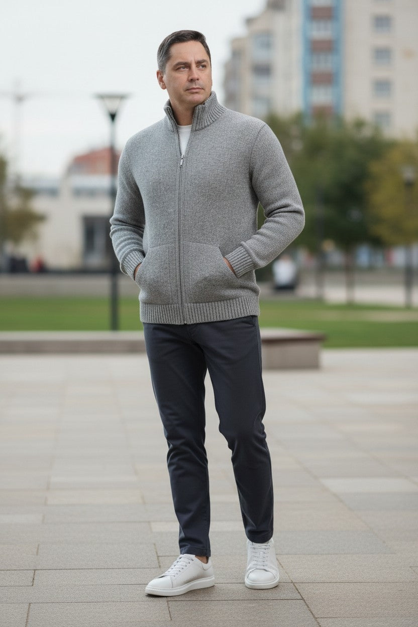 Jacheta groasa din lana cu fermoar