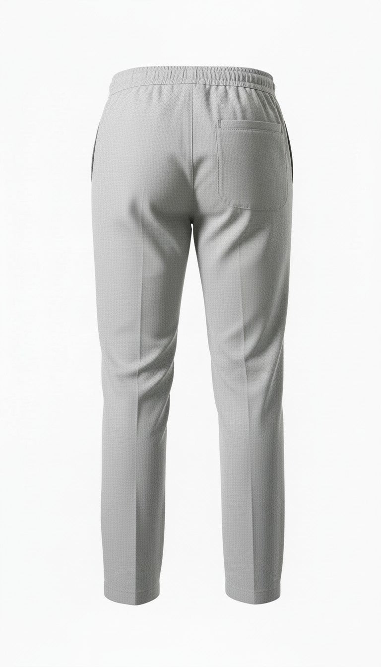 Pantalon gri deschis cu siret in talie