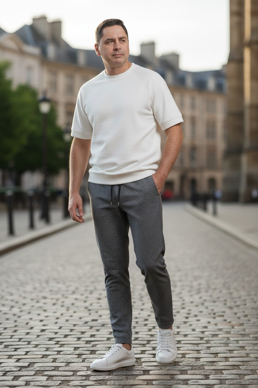 Pantaloni Bleumarin Casual cu siret in talie