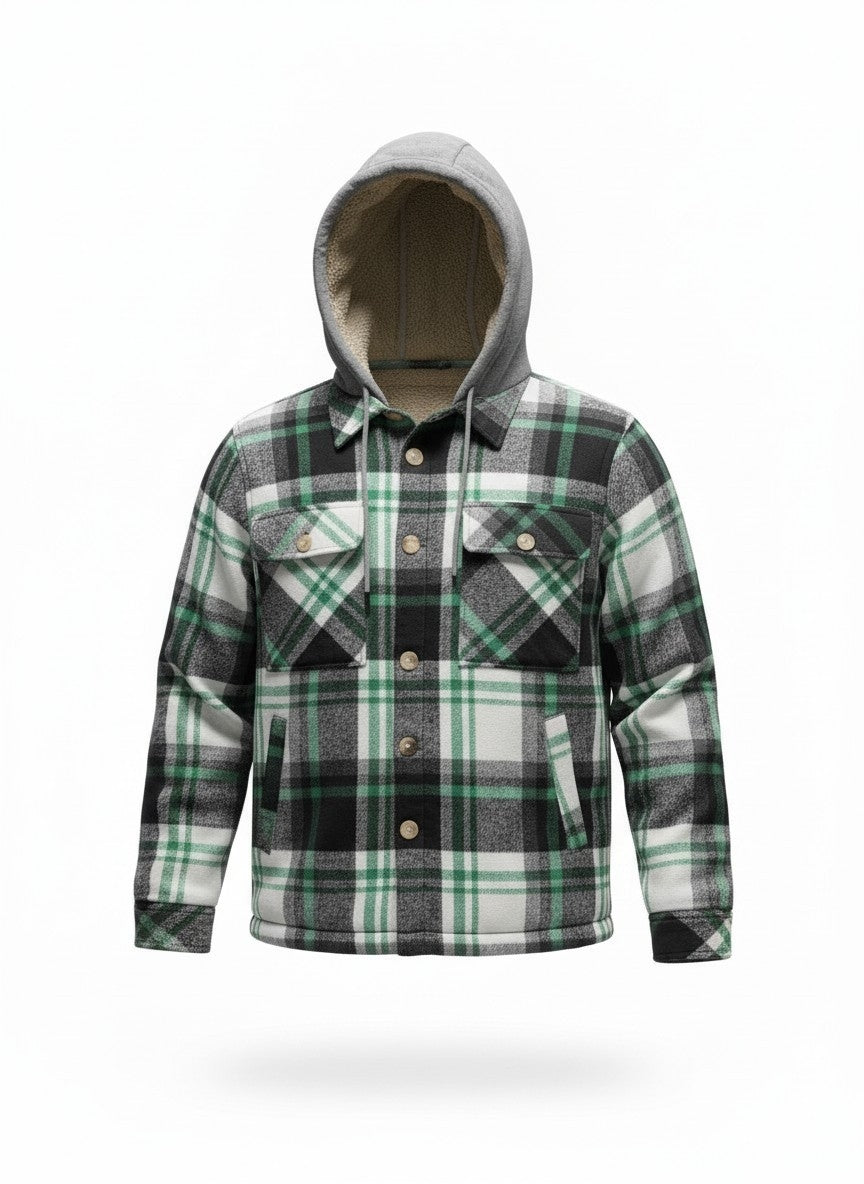 Jacheta-camasa in carouri cu captuseala din blana sintetica