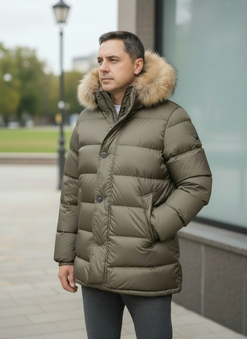 Geaca pentru barbati IGO tarmak.Gluga cu blana de raton