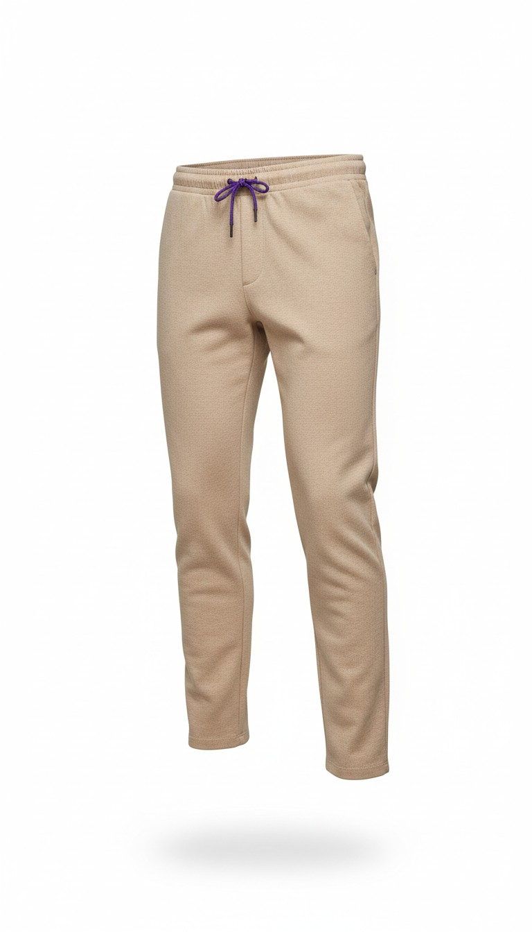 Pantaloni crem cu siret in talie