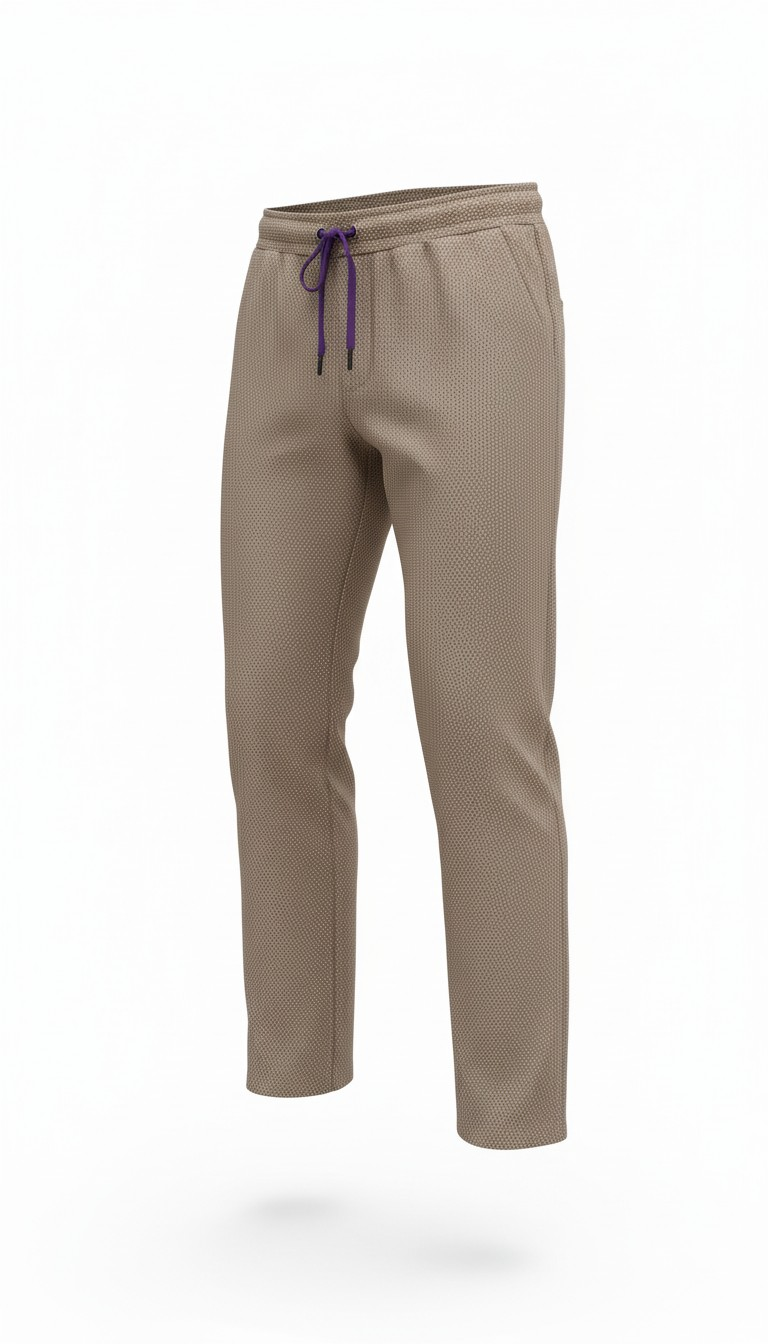 Pantaloni crem cu siret in talie