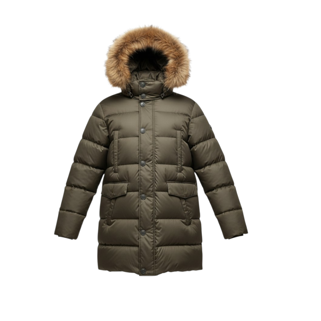 Geacă pentru Bărbați DANIO Brown.Gluga cu blana de raton