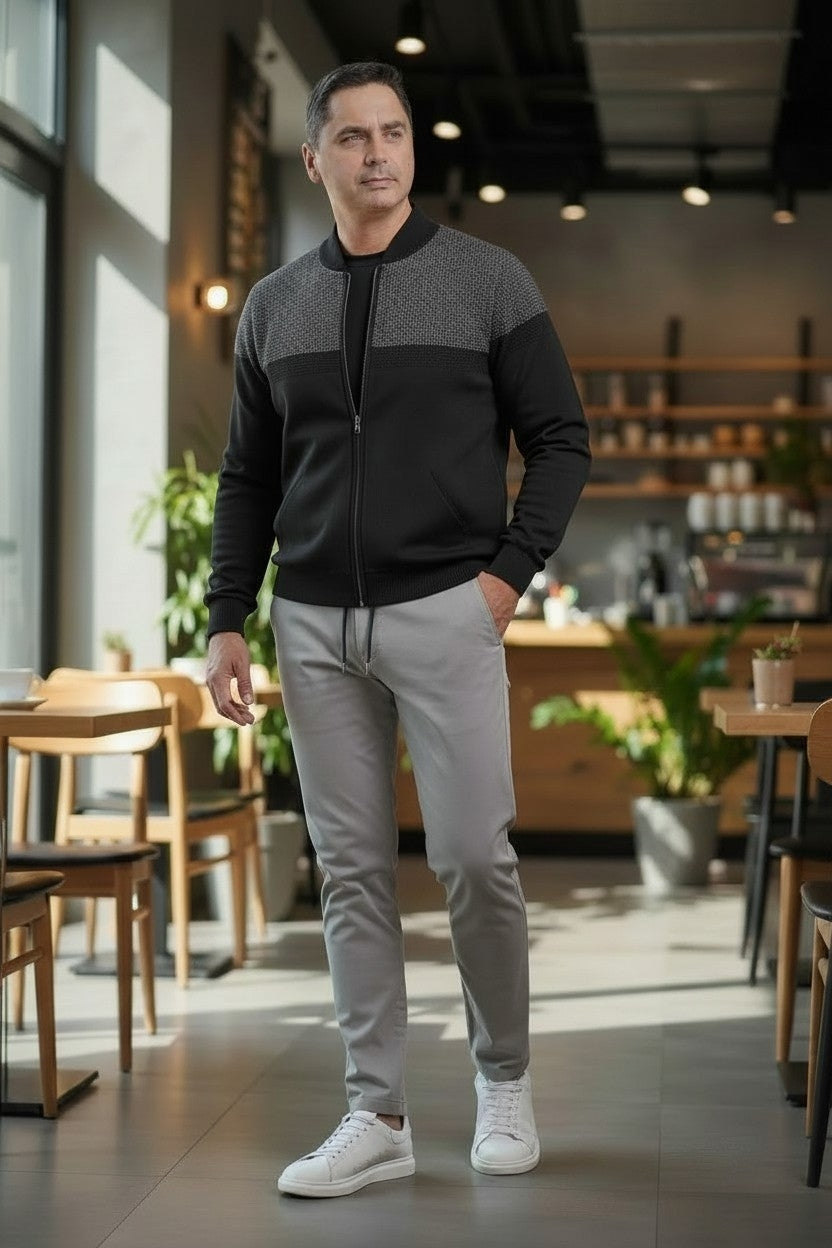 Jacheta neagra cu fermoar