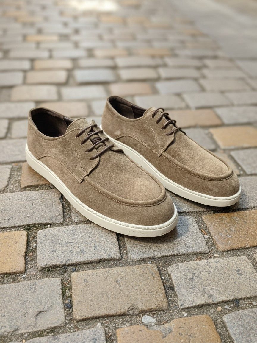 Boat shoes bej piele nabuc