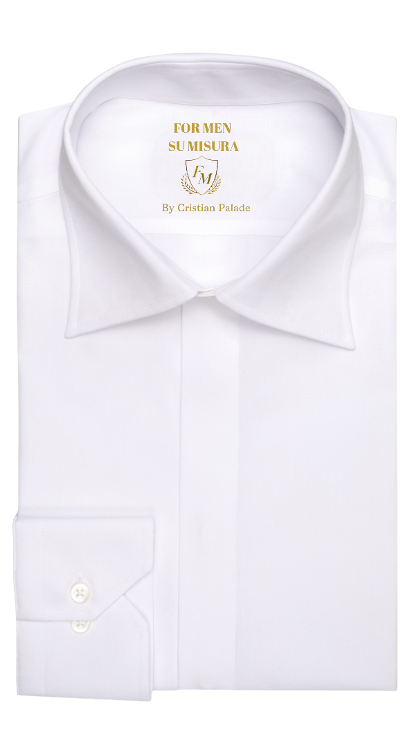 Camasa alba cu nasturi ascunsi si manseta franceza