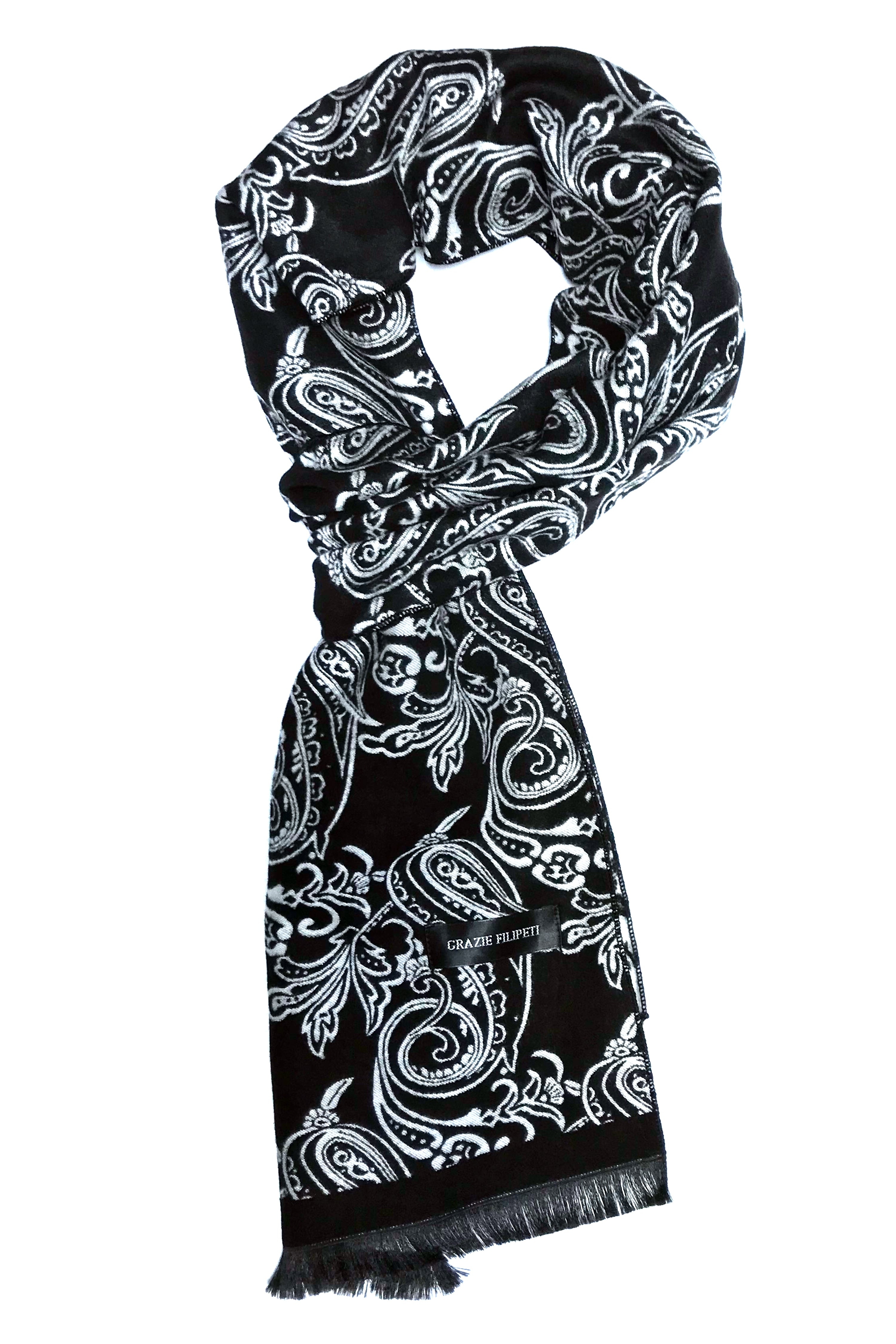 ESARFA NEAGRA DIN CASMIR CU MODELE PAISLEY